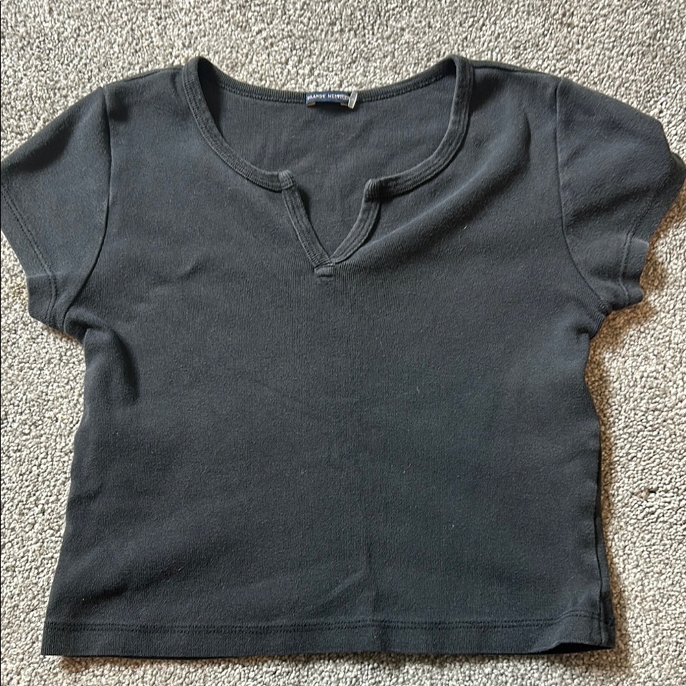 Brandy Melville Charcoal V-Neck Tee